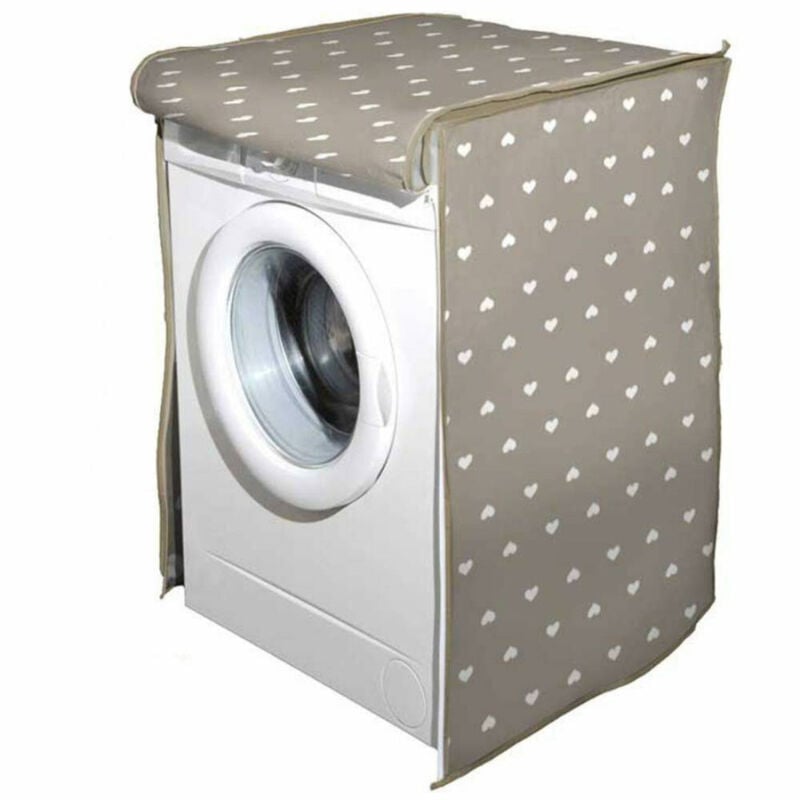 foto del prodotto telo copertura lavatrice protezione tessuto chiusura zip cuori tortora 60x60x80cm trade shop traesio