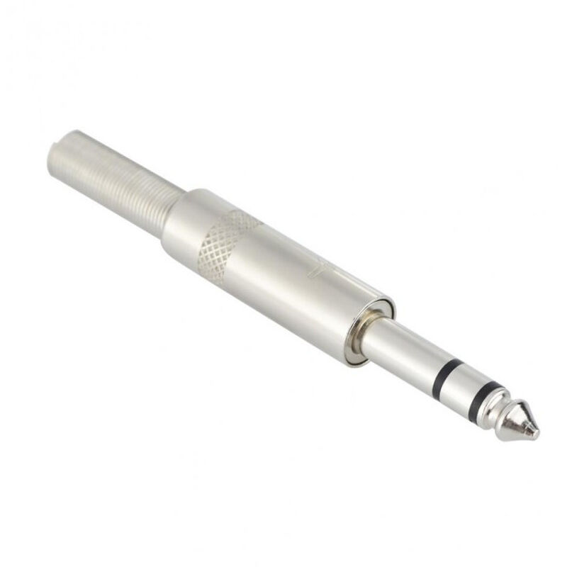 foto del prodotto trade shop traesio spinotto jack 6.35 mm maschio per audio stereo da saldare connettore coassiale 