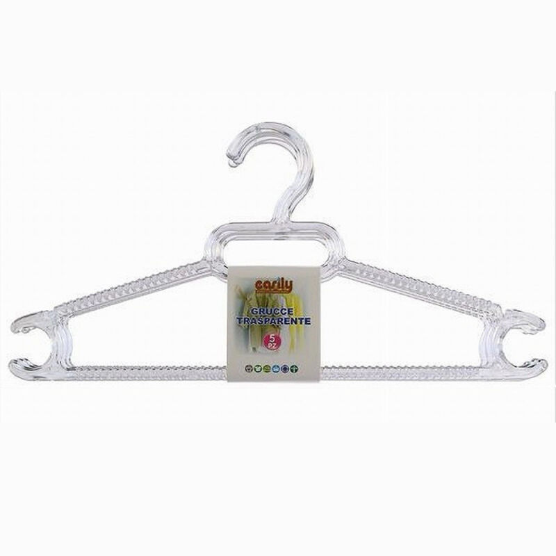 foto del prodotto cleafe 5 pz grucce stampelle plastica trasparente appendiabiti pantaloni vestiti 87001 