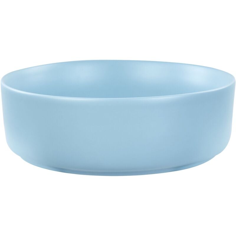 foto del prodotto beliani piano bagno lavabo rotondo in ceramica 370 mm blu opaco gudar