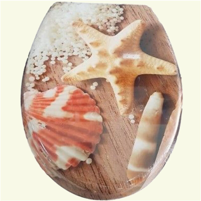 foto del prodotto trade shop cleafe copriwater sedile bagno copri water universale cerniere acciaio stella conchiglie 3,5