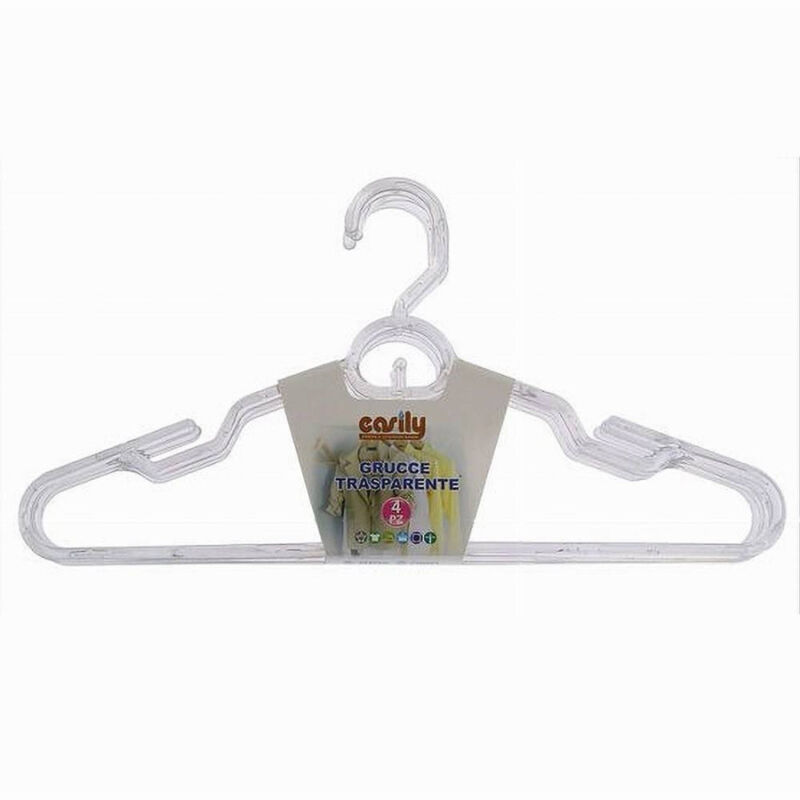 foto del prodotto cleafe set 4 grucce stampelle plastica trasparente appendiabiti vestiti pantaloni 87003 