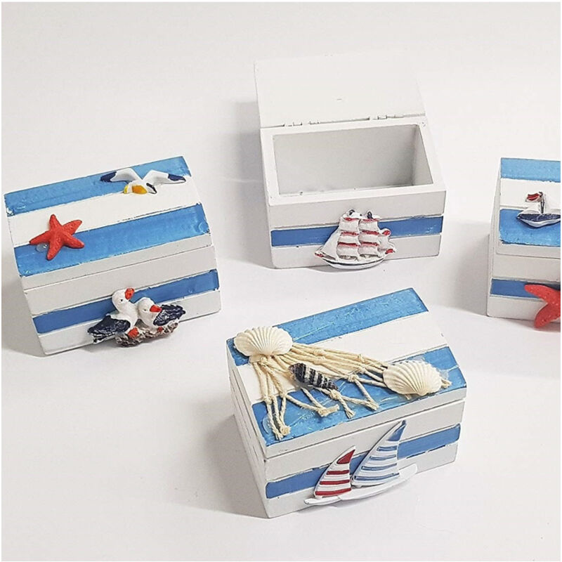 foto del prodotto trade shop traesio scatolina scatola 9x6x6cm timone shabby stile marino porta confetti bomboniera 