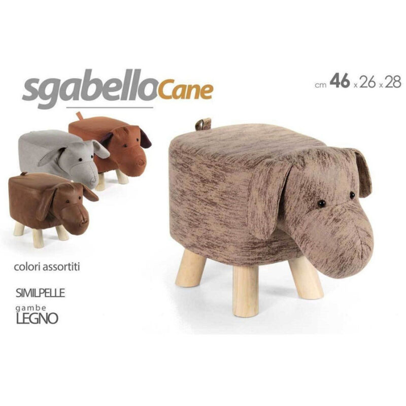 foto del prodotto kaela pouf cane bambini sgabello poggiapiedi imbottito piedi legno 46x26x28 cm 808692 
