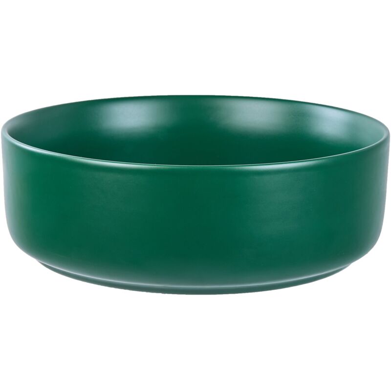 foto del prodotto beliani piano bagno lavabo rotondo in ceramica 370 mm verde opaco gudar