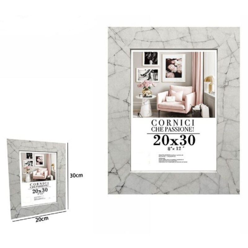 foto del prodotto trade shop traesio cornice portafoto quadri tele poster 20x30 cm modello effetto marmo bianco 71654 