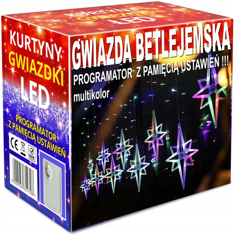 foto del prodotto ghirlanda tenda led luci per albero di natale appese stelle ghiaccioli finestra star