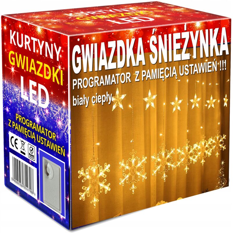 foto del prodotto ghirlanda tenda led luci per albero di natale appese stelle ghiaccioli finestra star