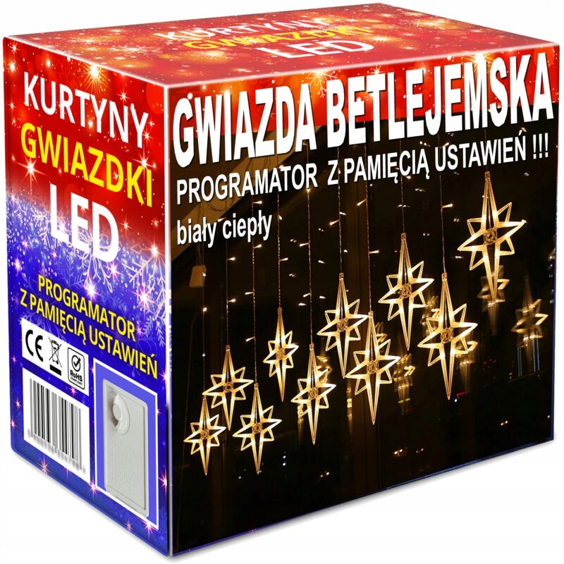foto del prodotto ghirlanda tenda led luci per albero di natale appese stelle ghiaccioli finestra star