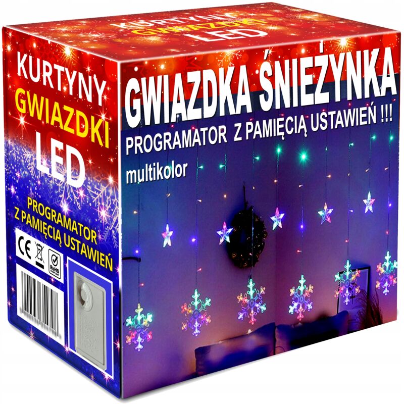 foto del prodotto ghirlanda tenda led luci per albero di natale appese stelle ghiaccioli finestra star