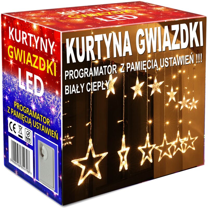foto del prodotto ghirlanda tenda led luci per albero di natale appese stelle ghiaccioli finestra star