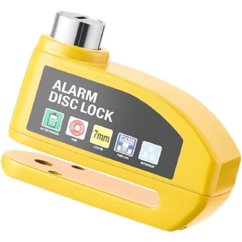foto del prodotto bloccadisco moto, lucchetto moto antifurto sonoro 110db blocca disco per moto bici motorino scooter giallo 