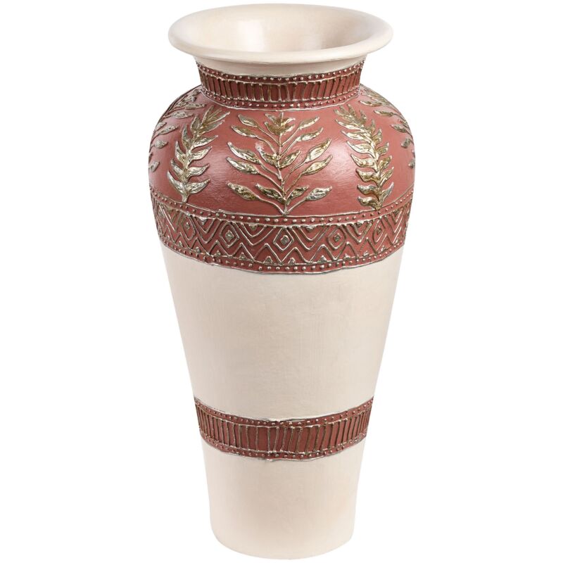 foto del prodotto vaso decorativo da terra in terracotta stile tradizionale bianco e marrone seputih