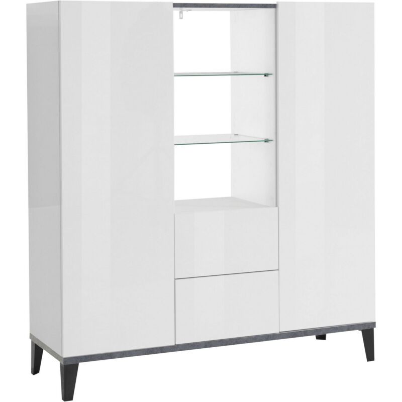 foto del prodotto credenza alta per soggiorno 120x40x132,5 bianco ardesia