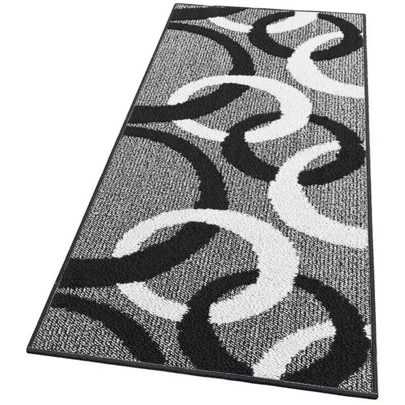 foto del prodotto emmevi mv s.p.a. tappeto cucina tridimensionale cerchi 3d assorbente morbido moderno antiscivolo nero 50x80 cm