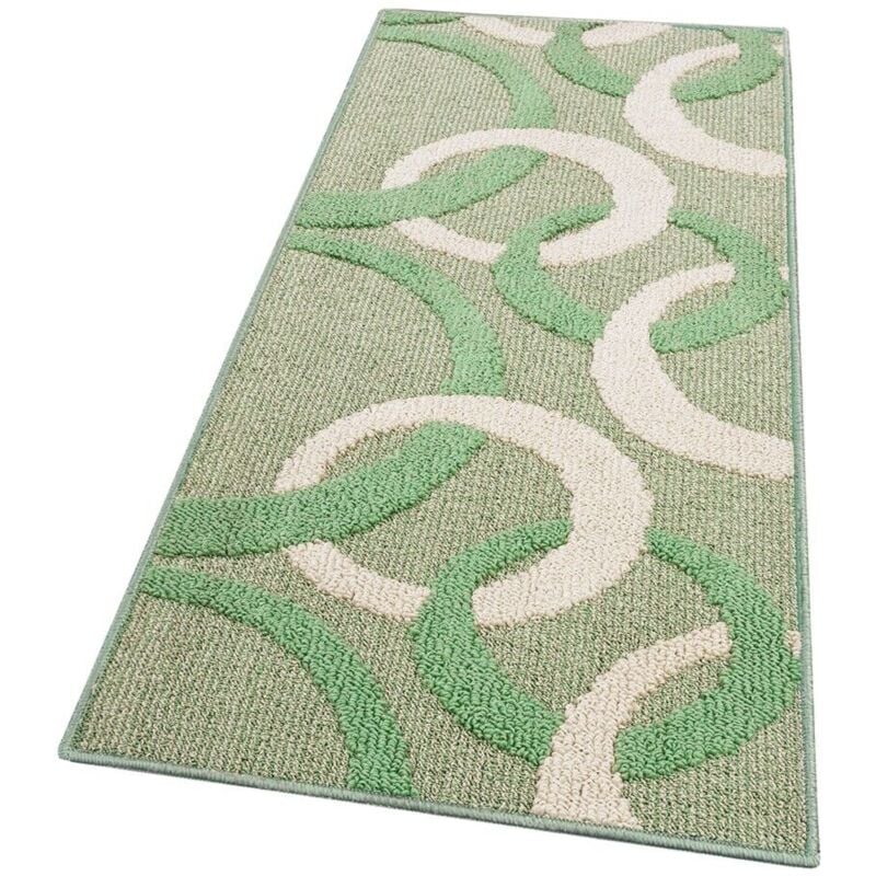 foto del prodotto tappeto cucina tridimensionale cerchi 3d assorbente morbido moderno antiscivolo verde 57x115 cm