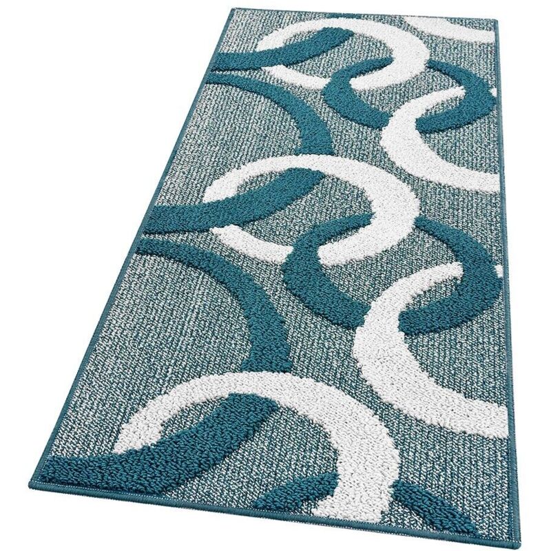 foto del prodotto emmevi mv s.p.a. tappeto cucina tridimensionale cerchi 3d assorbente morbido moderno antiscivolo blu 50x100 cm