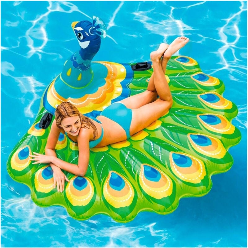 foto del prodotto trade shop traesio pavone gonfiabile gigante isola materassino mare piscina 193 x 163 x 94 cm 