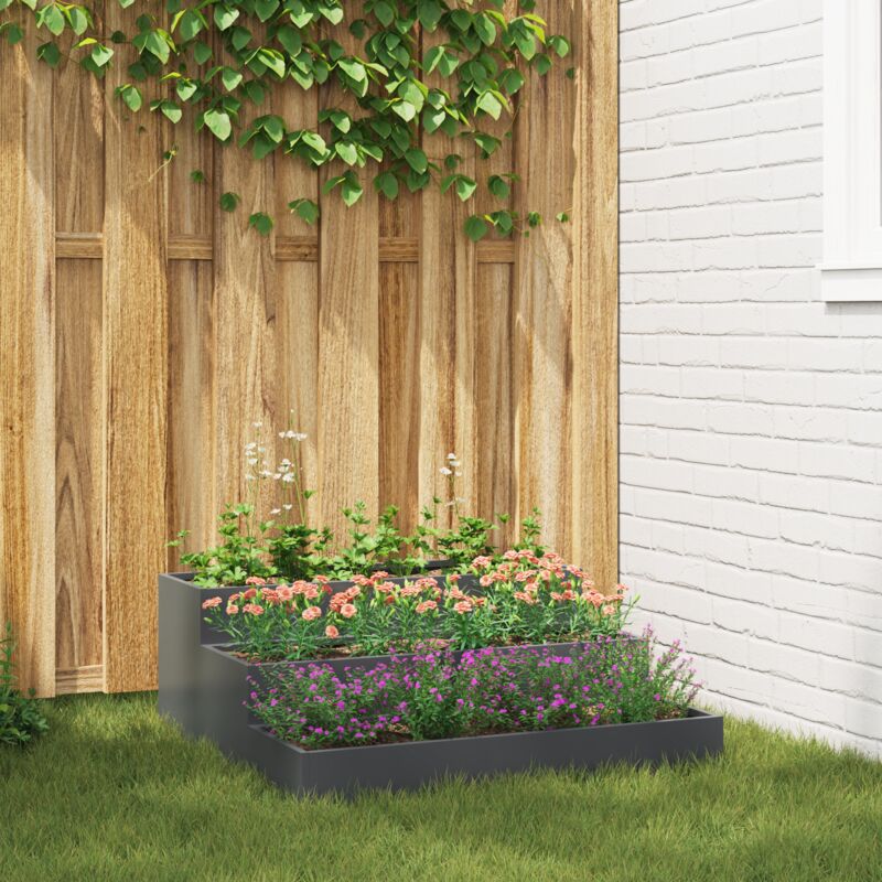 foto del prodotto fioriera da giardino 3 livelli 90x90x35 cm antracite acciaio vidaxl