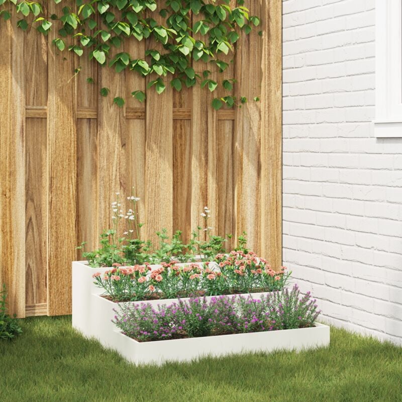 foto del prodotto fioriera da giardino 3 livelli 90x90x35 cm bianco acciaio vidaxl