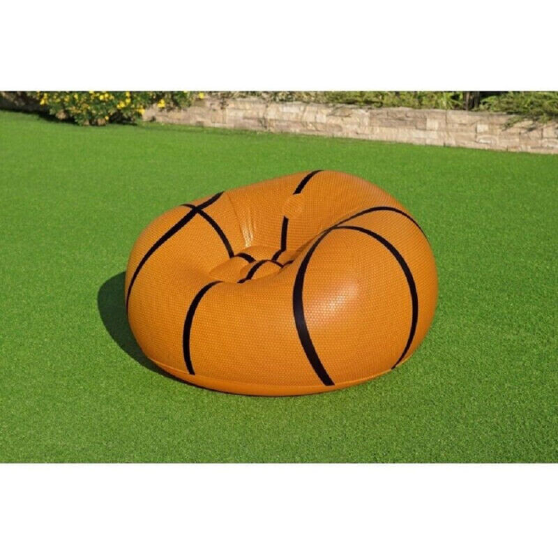 foto del prodotto trade shop traesio poltrona pouf gonfiabile design palla da basket bambini ragazzi 114x112x66cm 75103 