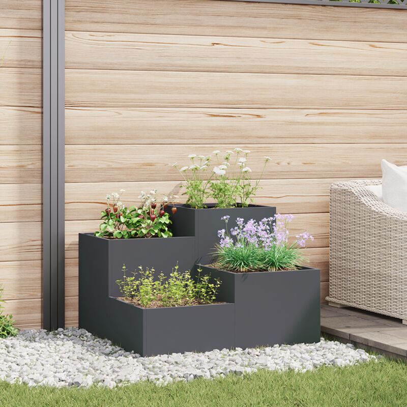 foto del prodotto vidaxl fioriera da giardino 100x100x60 cm acciaio antracite