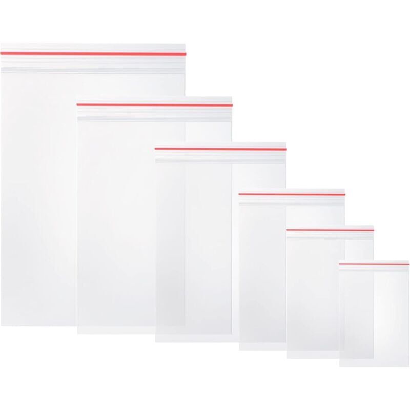 foto del prodotto snq lot de 600 plastique transparent, sacs fermeture, plastiques sacs en plastiques transparents refermables, paisseur 80 m 100 6 sachets 6