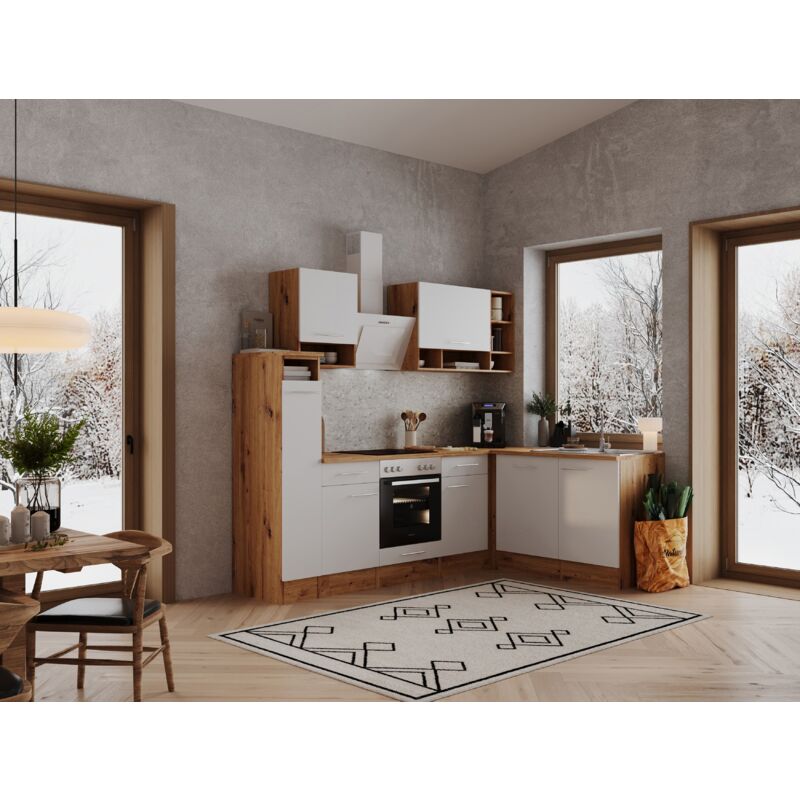foto del prodotto cucina blocco cucina blocco cucina angolo cucina rovere bianco hilde 250x172 cm respecta