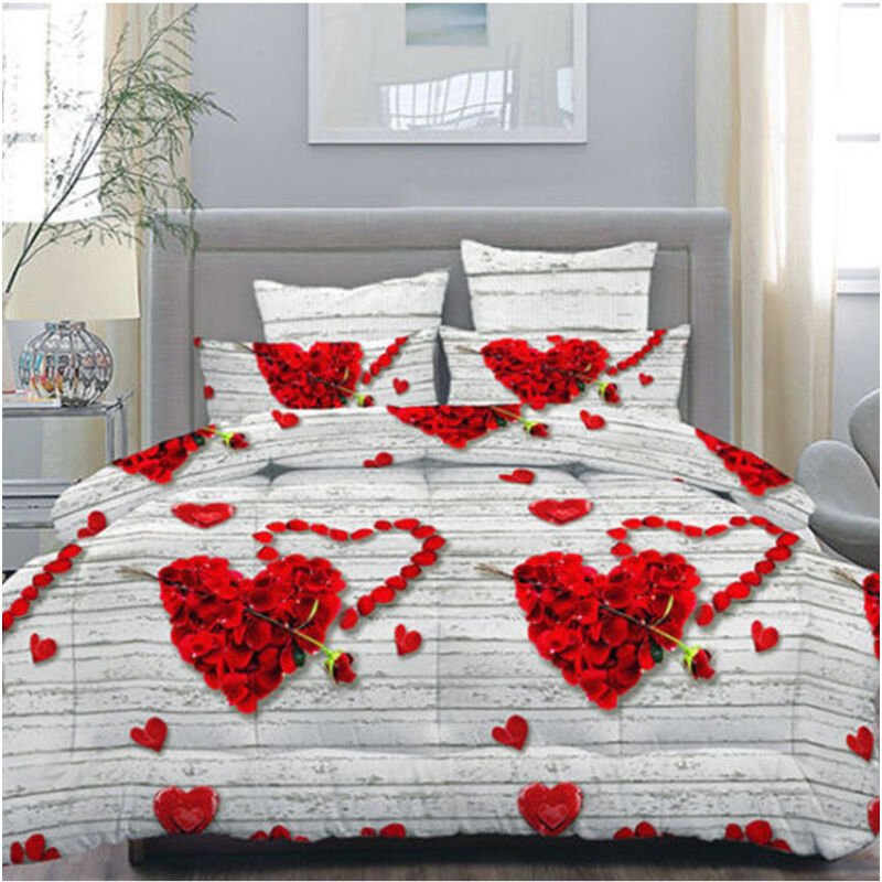 foto del prodotto trade shop traesio completo matrimoniale caldo lenzuolo 250x290cm maxi angoli cuori petali rosa 