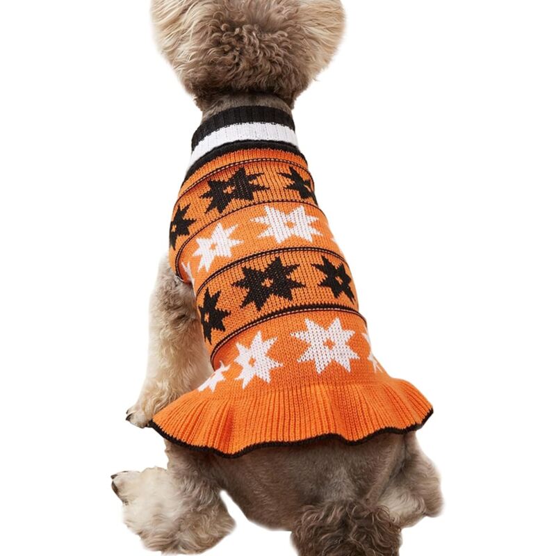 foto del prodotto linjou m vestiti caldi per animali domestici, maglioni per cuccioli, vestiti per cani con gonna in maglione per animali domestici, vestiti per