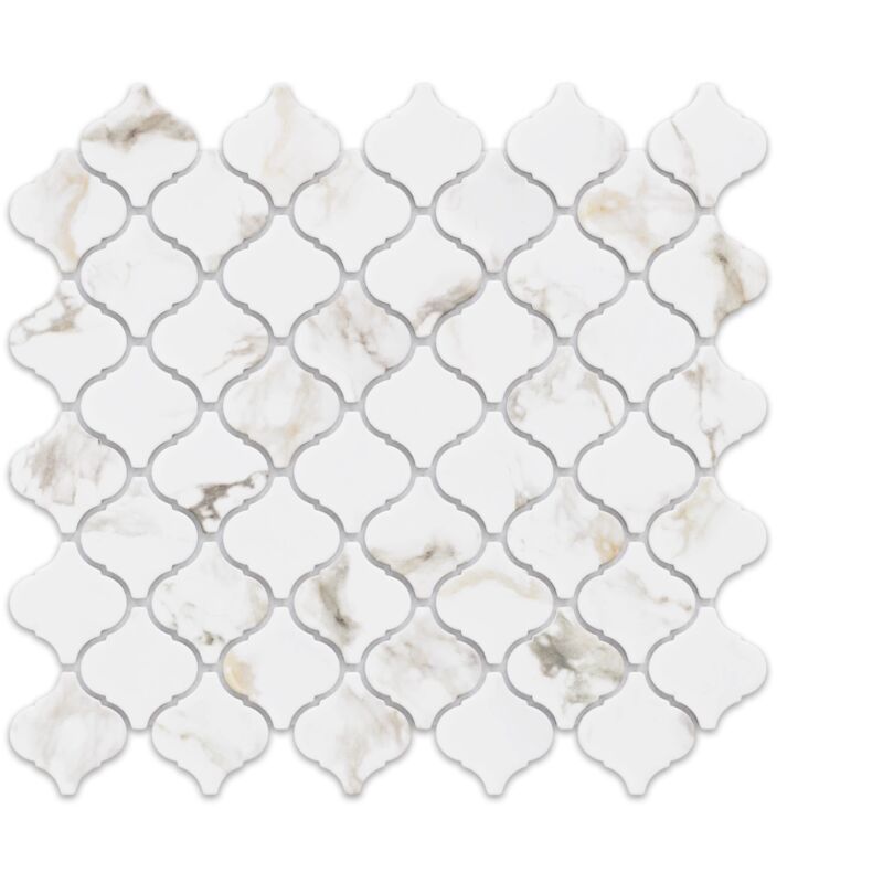 foto del prodotto mosaico in ceramica arabesco marmo oro