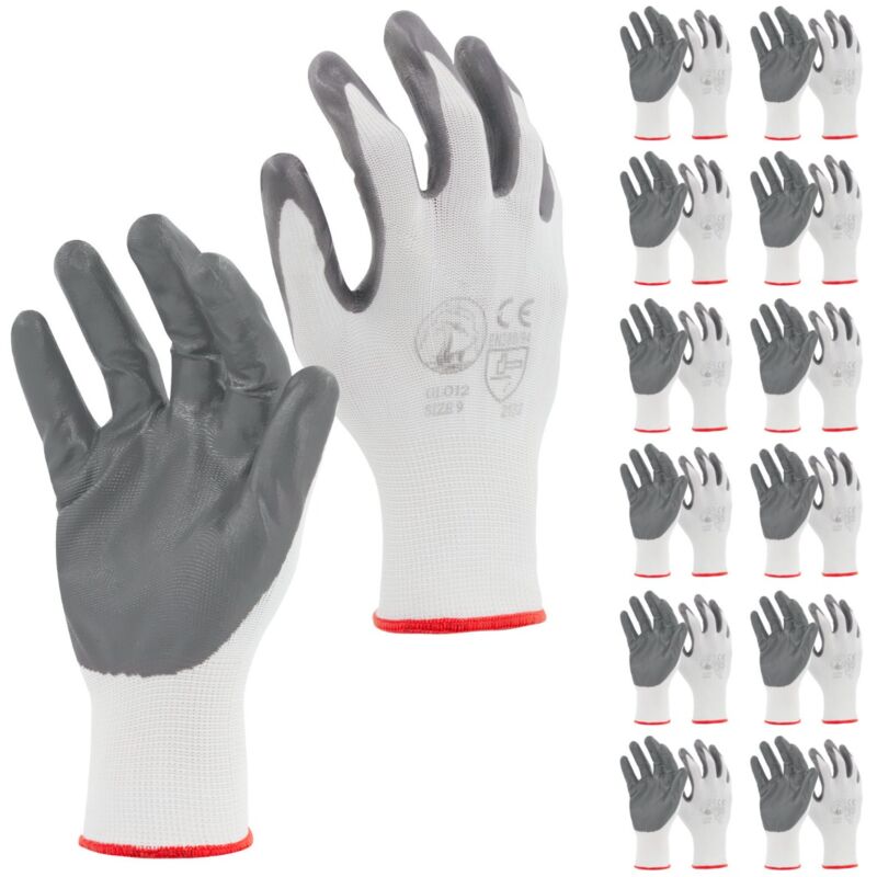 foto del prodotto sti guanti da lavoro spalmati in nitrile bianco grigio 7 s pacco da 12pz 