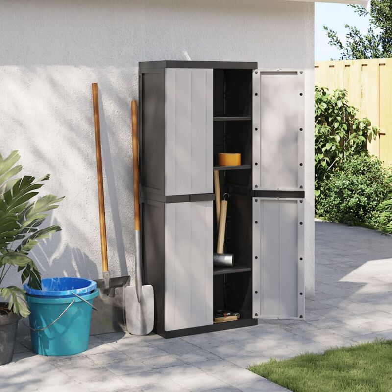 foto del prodotto furniture limited armadio da esterno grigio e nero 65x37x165 cm