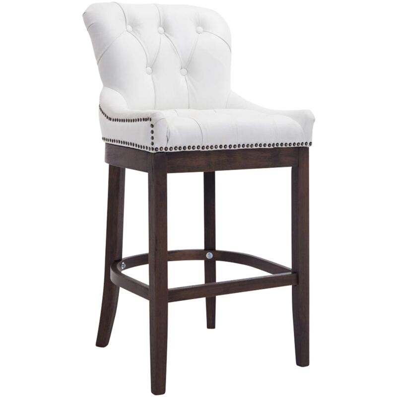 foto del prodotto sgabello lakewood vera pelle antico scuro bianco