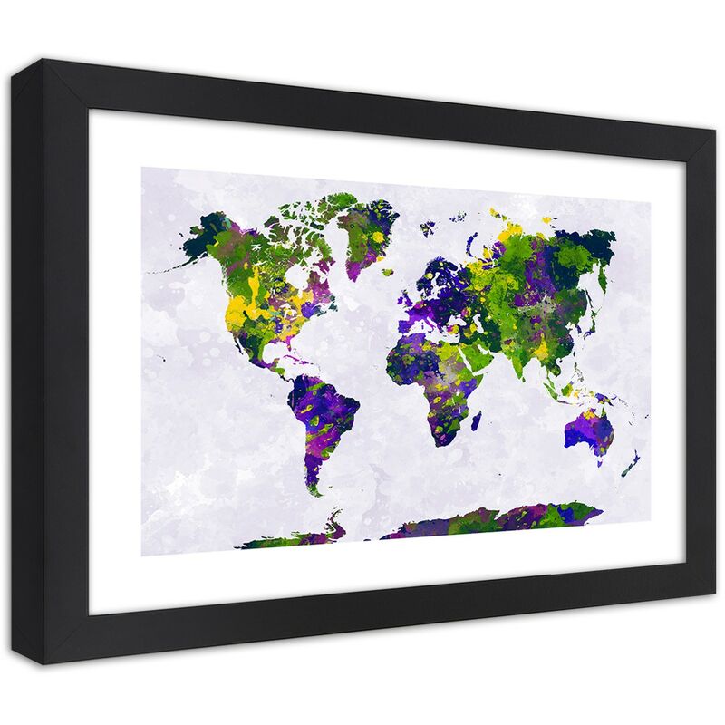 foto del prodotto gbshop quadro con cornice, mappa del mondo dipinta 30x20