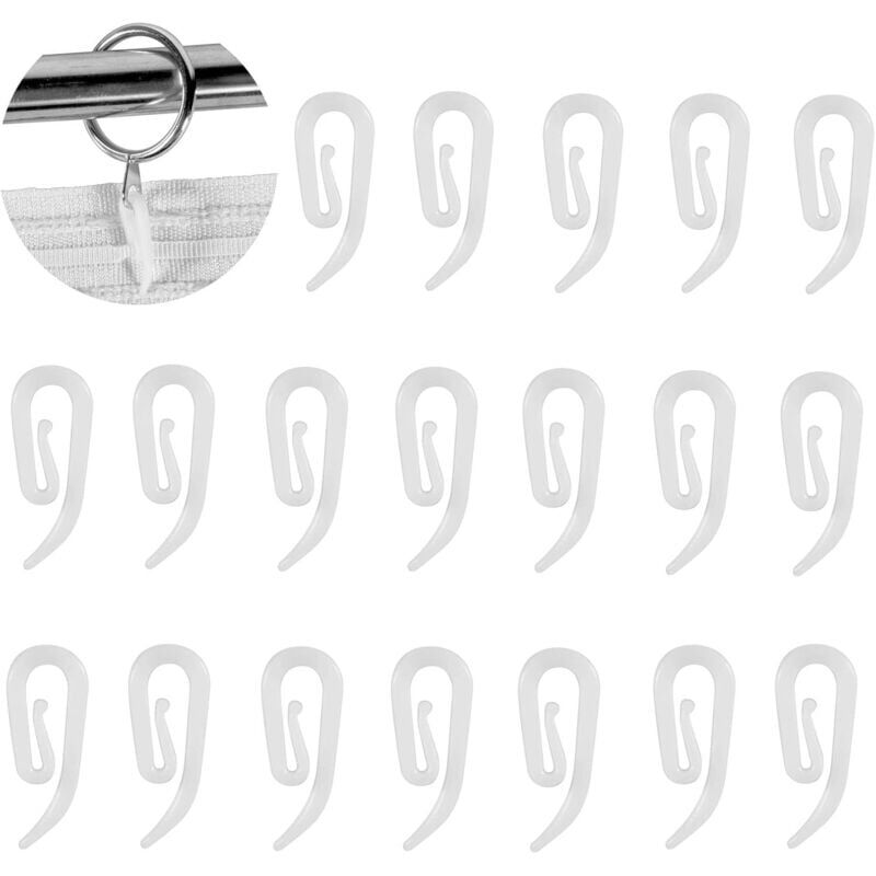 foto del prodotto snq crochets de rideaux en plastique pour rails, 100 pi ces, 28x12mm, clips blancs pour rideaux de douche, rideaux, caravanes, accessoires pour la
