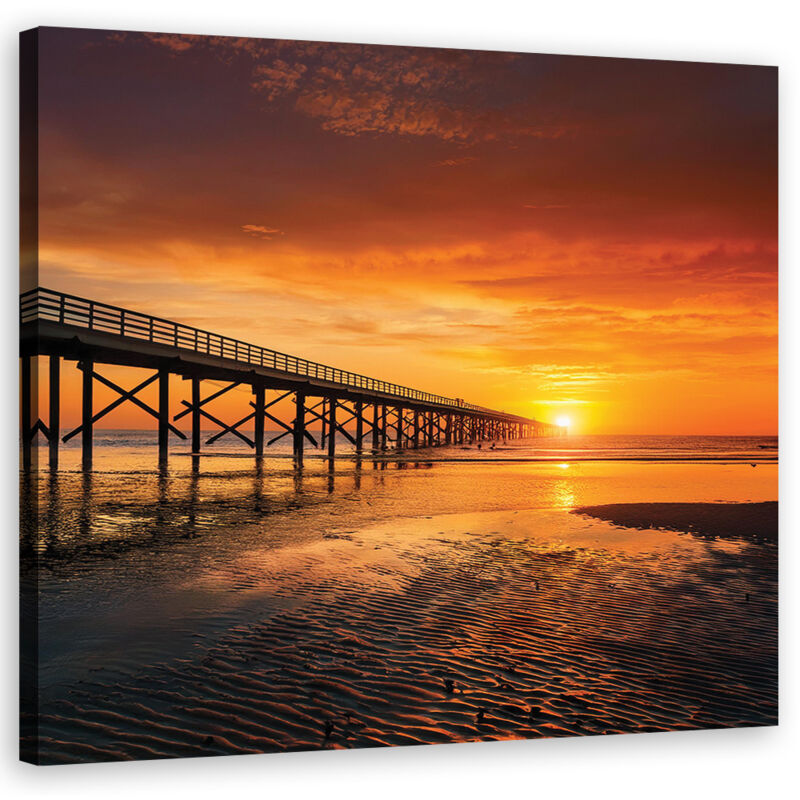 foto del prodotto quadro su tela, mare natura cielo tramonto 40x40