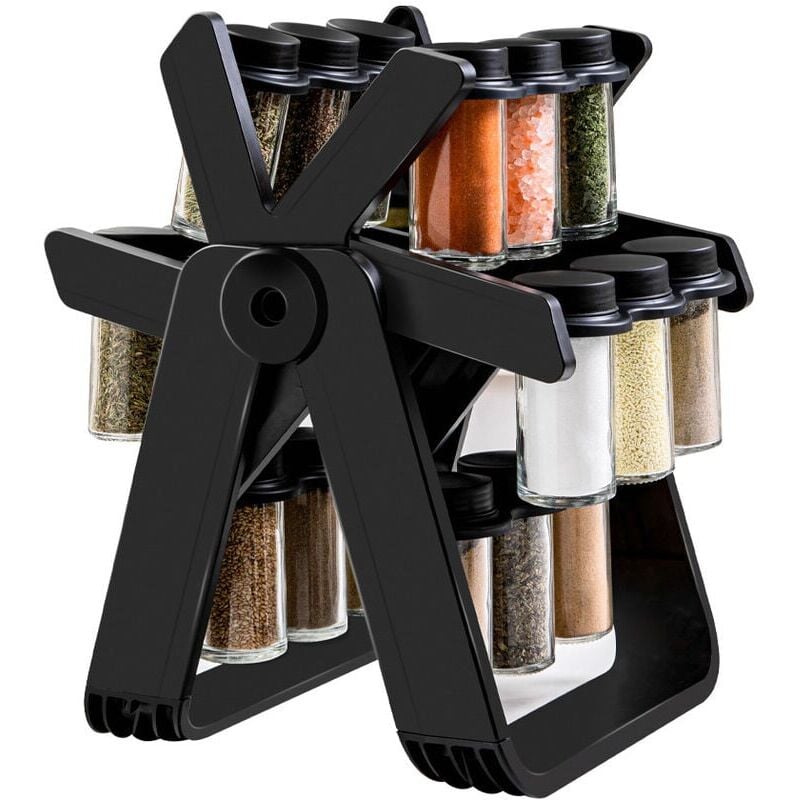 foto del prodotto snq organisateur d pices rotatif tag re pices roulante avec 18 pots, organisateur de tour pices de cuisine pour comptoir et armoire pour