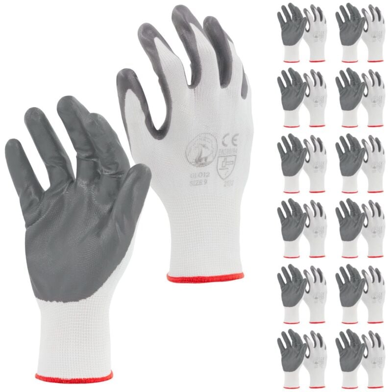foto del prodotto sti guanti da lavoro spalmati in nitrile bianco grigio 8 m pacco da 12pz 