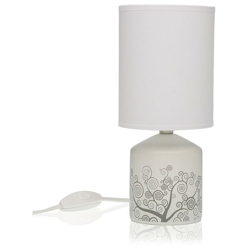 foto del prodotto cosedacasa lampada da tavolo in ceramica moderna lume con cappa bianca arredo casa ambienti revery