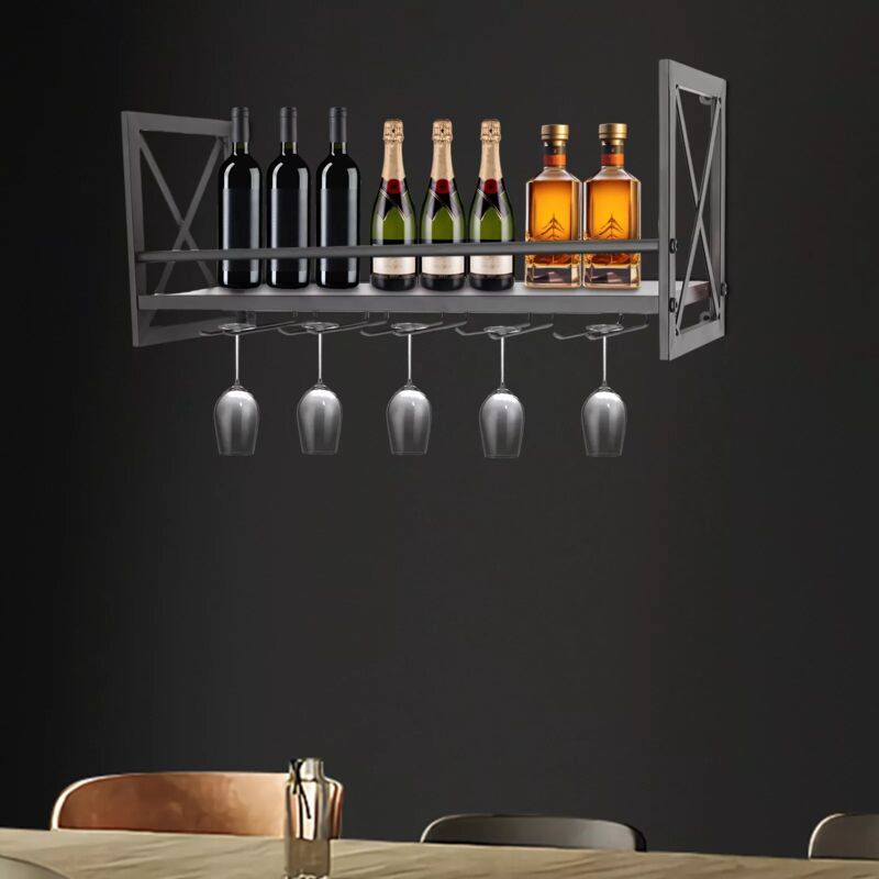 foto del prodotto gojoy mensola in vetro da vino, vintage bicchiere di vino cremagliera della parete bar cremagliera del vino bottiglia di vino holder parete