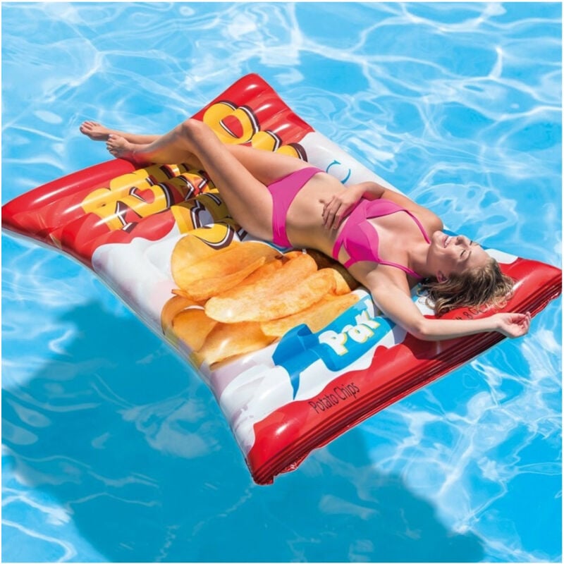 foto del prodotto traesio materassino isola gonfiabile stampa patatine chips in pvc mare piscina 178x140cm trade shop