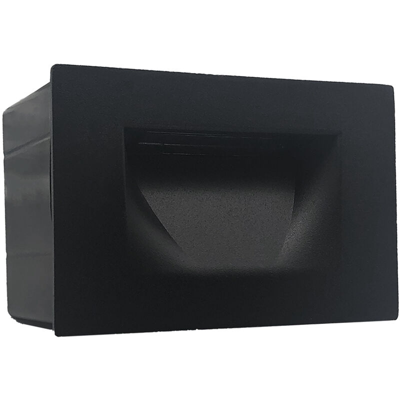 foto del prodotto segnapasso nero 3w 220v faretto rettangolare led da muro giardinoluce neutra naturale 4200k