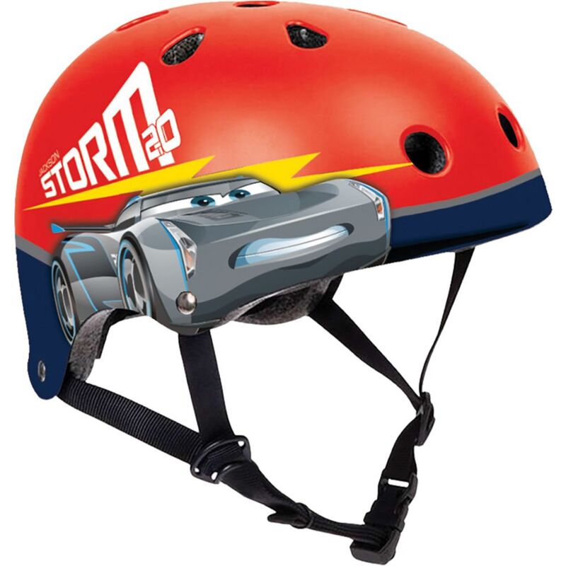 foto del prodotto casco nut disney cars da bicicletta per bambino con fori di aerazione, regolazione a ghiera e cinturini di fissaggio. misura 53 55 cm 4 8 anni 