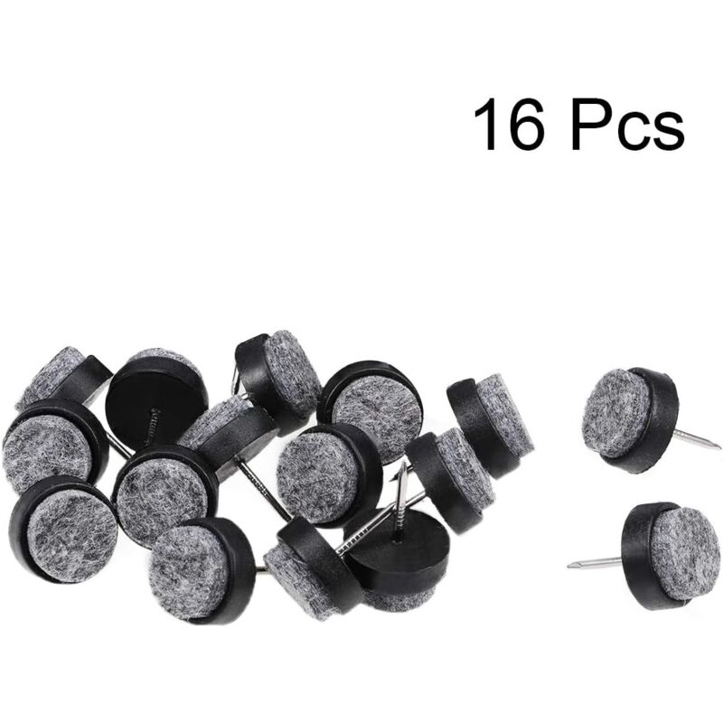 foto del prodotto 16 pezzi di feltrini per mobili da inchiodare, protezioni per gambe di sedie e tavoli, diametro 17 mm, neri