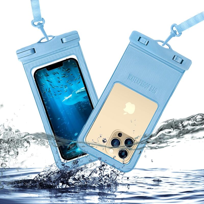 foto del prodotto custodia impermeabile per smartphone confezione da 2, ipx8, borsa impermeabile da 7,2 pollici, per iphone, samsung, huawei