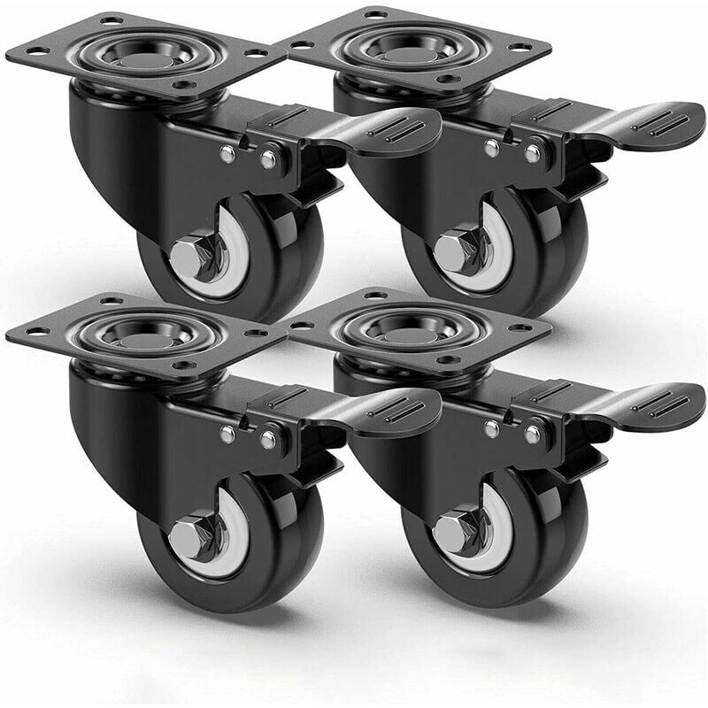 foto del prodotto x 50mm ruote girevoli silenziose, ruote per mobili con freno, ruote per carichi pesanti capacit di carico 400kg, ruote per trasporto pallet mobili