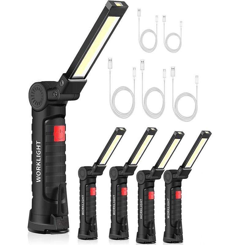 foto del prodotto snq lampada da cantiere 5 pezzi cob luce da lavoro lampada da lavoro a led ricaricabile cob lampada da officina torcia elettrica luce da lavoro