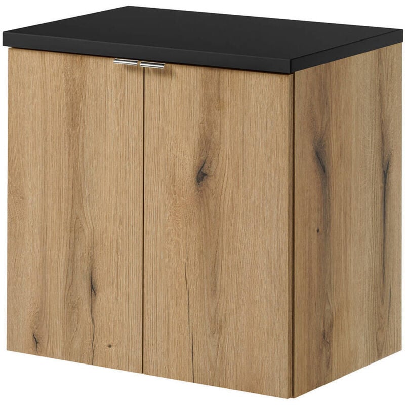 foto del prodotto  en.casa set newport armadio pensile sottolavabo con piano di lavoro 60x60x40 effetto rovere nero
