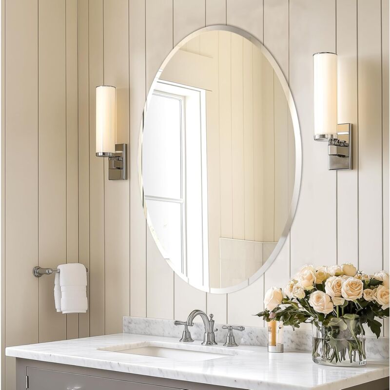 foto del prodotto luvodi specchio da bagno decorativo ingresso ovale da parete 70x50cm